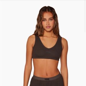 SET ACTIVE WAFFLE KNIT LOUNGE DIP BRA in Espresso